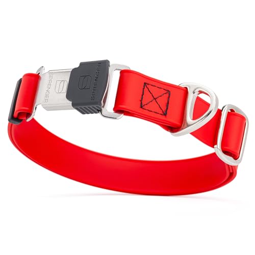 Biothane Waterproof Dog Collar with Herm Sprenger Black Stainless Steel Quick Release Buckle (W 1" x L 15"-25" / Cherry Red)
