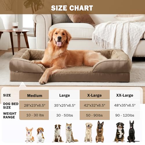 L Plus Orthopedic Dog Bed for Large Dogs (Brown / L- PLUS (38"x 28"x 7"))