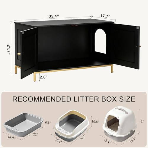 35.4" L Cat Litter Box Enclosure with Metal Frame (35.4"L / Black)