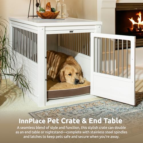 ECOFLEX® XL Furniture Style Dog Crate & End Table (Antique White / 42.6"L x 27.6"W x 30.9"H)