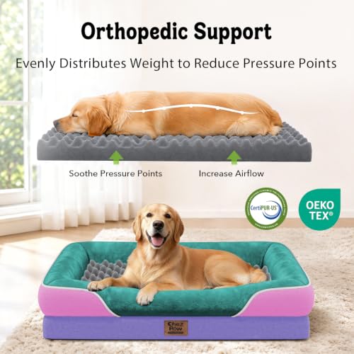 Waterproof Orthopedic XL Dog Bed for Large and Extra Large Dogs (Sage Lavender / 42"L x 30"W x 7.5"Th)