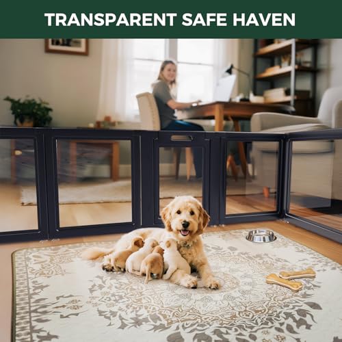 AuraSpace Acrylic Dog Playpen with Fence (Black / 24"H)