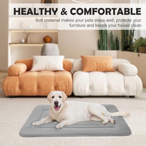 Dog Bed Soft Dog Crate Bed Pad Mat (42.0"L x 28.0"W x 1.2"Th / Clay Gray)