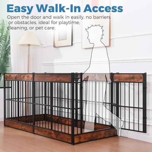 Furniture Style Dog Playpen (Rustic Brown / 6 Panels (27.5" High))