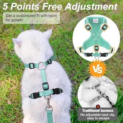 Cat Harness and Leash Set (Leaves Green / M (Chest: 12 - 19"))