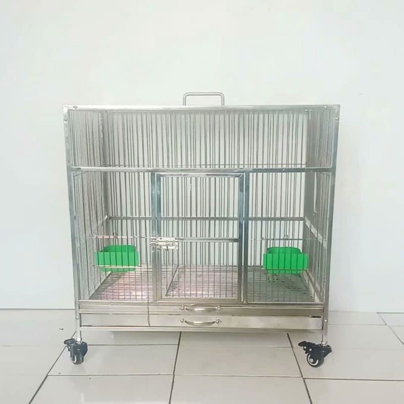 Stainless Steel Bird Cage Metal Rectangle Bird Cage Parrot Bird Cage Outdoor Large Bird Cage with Tray Pet Supplies (Bird Cage XL)