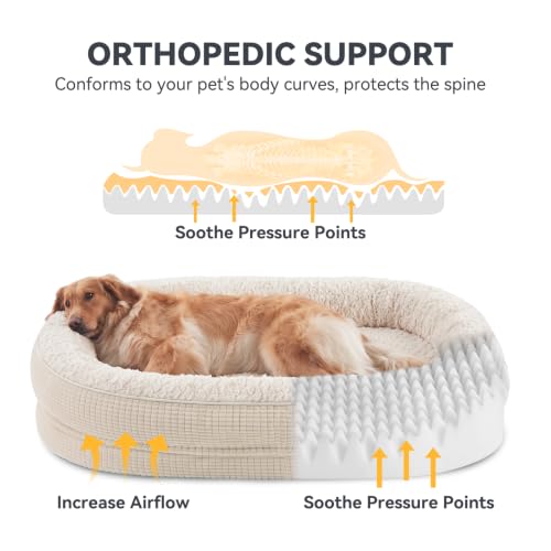 Orthopedic Dog Bed for Large Dogs (Beige / 35"l X 25"w X 7.0"th)