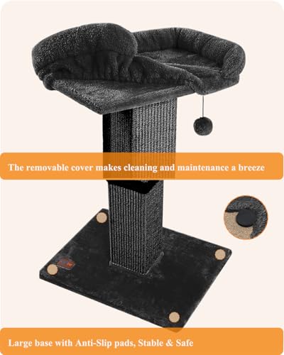 32" Cat Scratching Post with Perch for Indoor Cats Adults (Black)