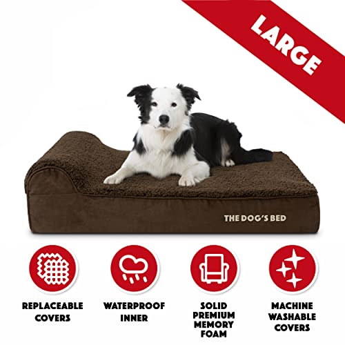 The Dog’s Bed Orthopedic Memory Foam Dog Bed with Headrest Large (Brown Plush / L (40"L x 25"W x 6"Th))