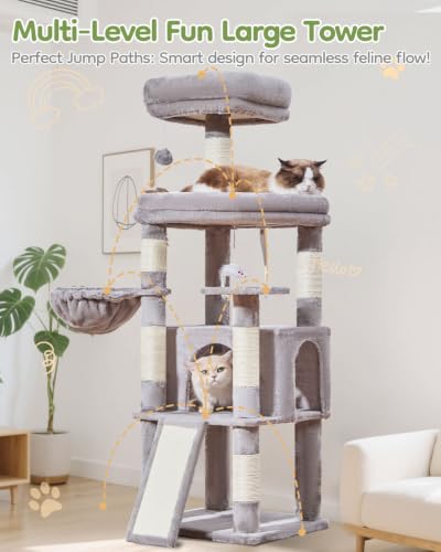 Sturdy Cat Tree (Light Gray / 58.7 Inches)