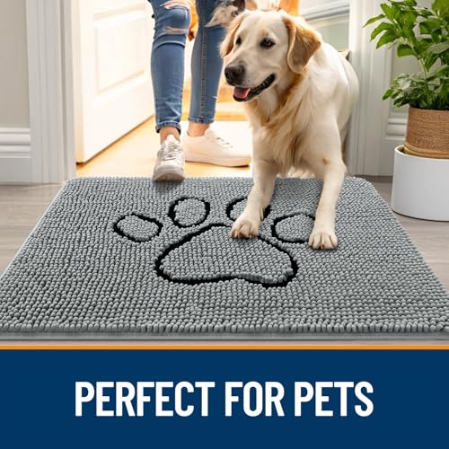 Dog Door Mat for Muddy Paws 44x24 (Grey / 44" X 24")