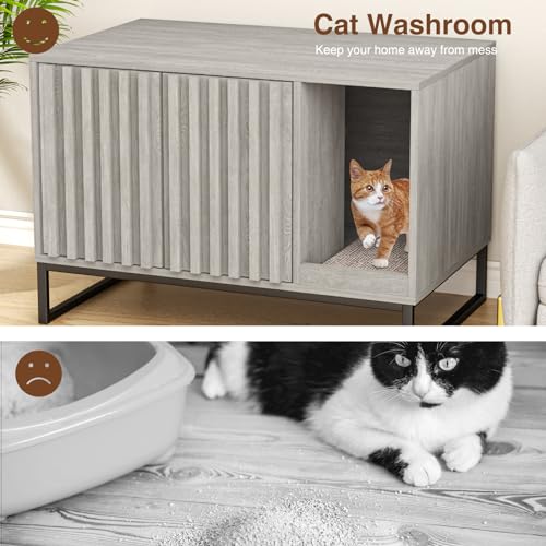 Litter Box Enclosure (Grey / 31.5"L x 20"W x 22"H)