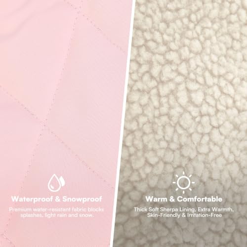 XS Waterproof Puffer Dog Jacket Warm Plush Lining Winter Coat (X-Small / Light Pink)