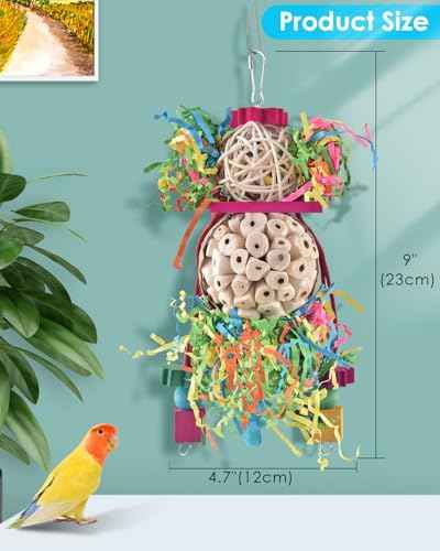 2PCS Bird Parrot Foraging Shredder Hanging Toys Sola Balls Sepak Takraw with Pacifier for Small Parrots Parakeets Conures Cockatiels Love Birds Cage Toy (2 PCS)