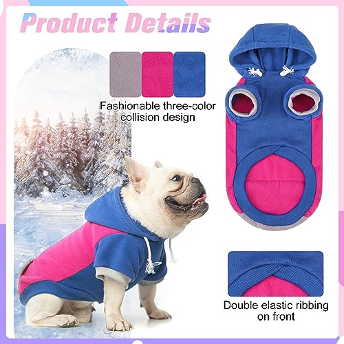 Fleece Dog Hoodie Sweatershirt with Pocket and Leash Hole (Small/Medium / Rose)
