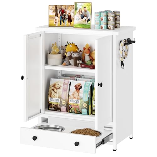 Dog Feeding Station with Storage (White)