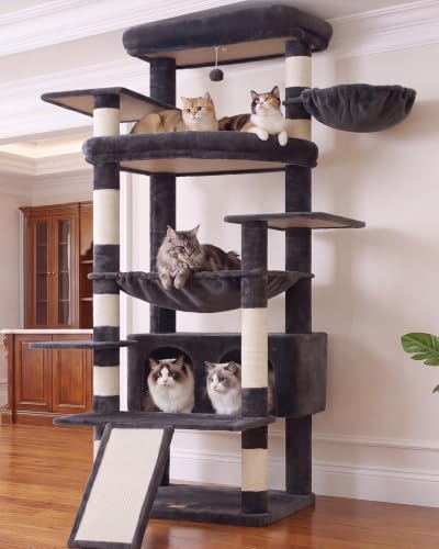 Tall Cat Tree for Large Cat (Smoky Gray / 75.2 inch)