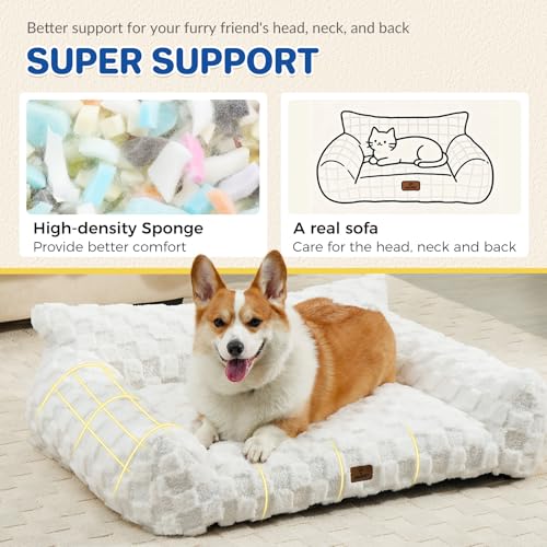 Cat Bed Cats Couch for Puppy and Kitten (White / 26x20x10")