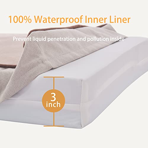 Orthopedic Memory Foam Dog Bed (Khaki Short Plush / Medium-29"x 18" x 3")