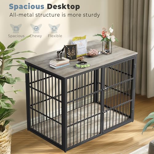 48'' XXL Dog Crate Furniture with 3 Doors for Large Dogs (Ancient gray / 47.2"L x 29.1"W x 37.6"H)