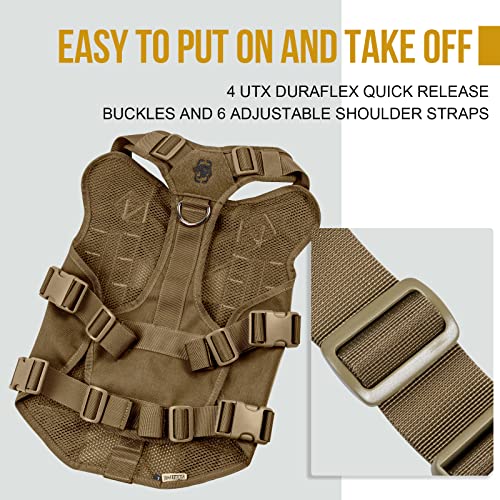 No Pull Tactical Dog Harness for Medium Dog (Brown / M)