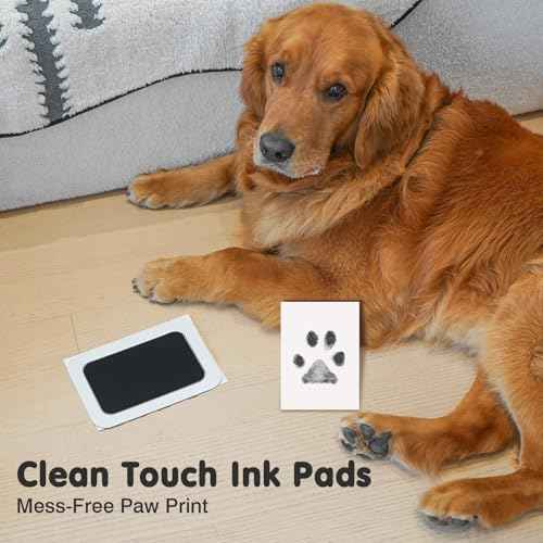 Inkless Paw Print Kit for Dogs (Black Pad,Black Wood Frame / 2-Pack,Medium)
