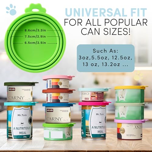 4 Pack Universal Pet Food Can Covers Lids (Aurora Greens / 4 Piece Set)