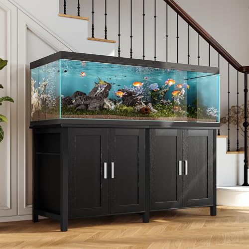 100 150 Gallon Fish Tank Stand Aquarium Stand with Cabinet Storage (Style1-Black / 60 inch)