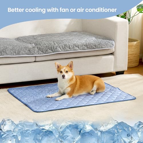 Deluxe Leakproof Cooling Blanket for Dogs Q (Heather Haze Blue / 30*70)