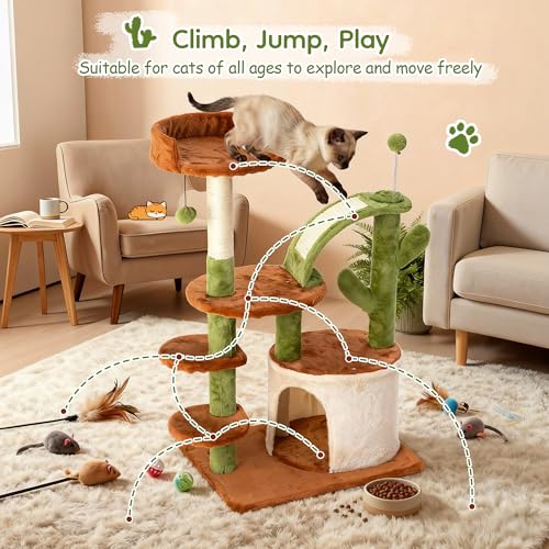 Cactus Cat Tree for Indoor Cats (Brown-1)