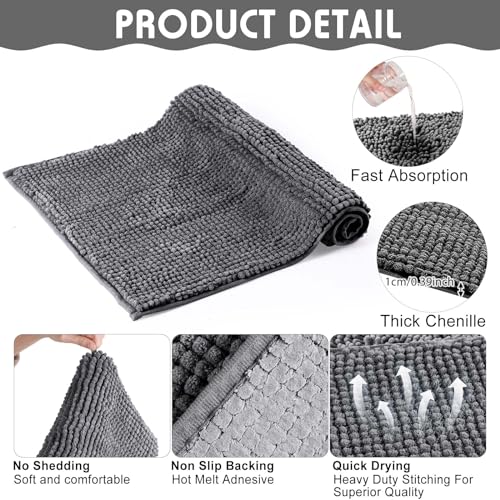 4 Pcs Guinea Pig Cage Liner (Dark Gray / 14 x 28 Inch / Low Pile Chenille)