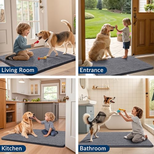 Dog Door Mat for Muddy Paws 47x32 (Dark Grey / 47"X32")