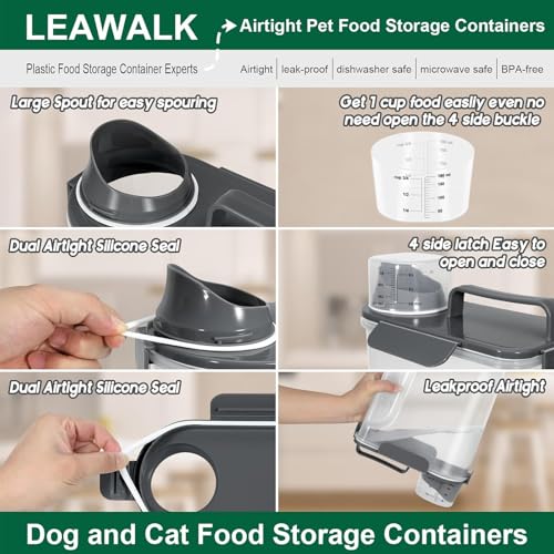 5Lbs /6Qt/5L Airtight Cat Dog Food Storage Container with Upgraded Large Nozzle BPA-Free, Pet Food Storage Containers for Rice, Grain, Pet Food, Flour, Dog Treat Storage-2 Pack （Pink & Black） (Pink & Black / 5L-2pack)