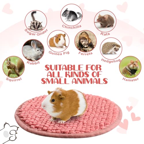 4 Pcs Guinea Pig Cage Liner (Mixed Color / Diameter 7.8 Inch / Low Pile Chenille)