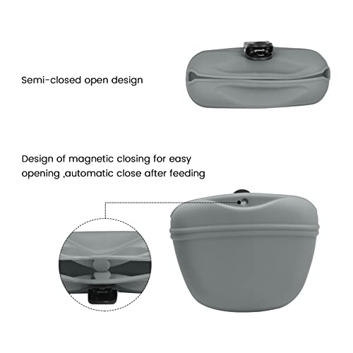 Silicone Dog Treat Pouch with Clicker Magnetic Closure Secure Clip (2 Pack / Light grey+Duck egg green)