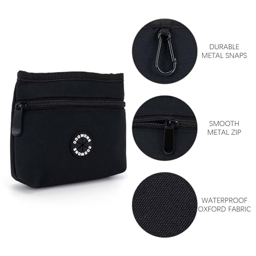 Dog Treat Pouch with Pet Training Clicker (Black)