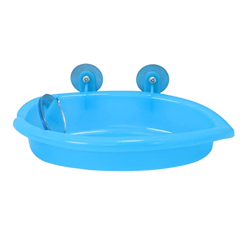 Bird Bath with Mirror for Small Birds Budgie Parakeet Cage (Blue (A))