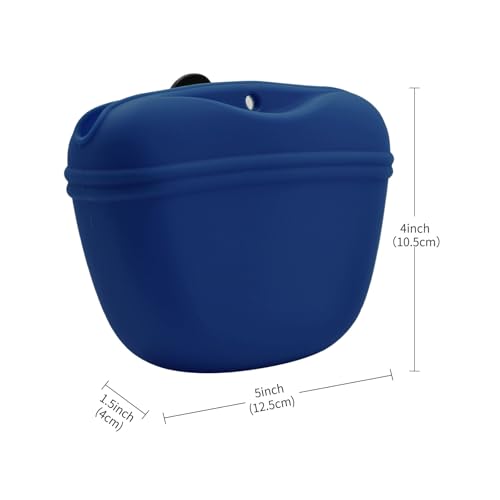 Silicone Dog Treat Pouch with Clicker Magnetic Closure Secure Clip (2 Pack / Hot pink++Navy)