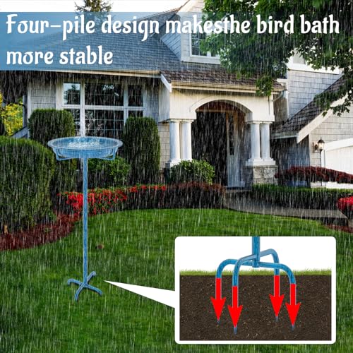 Bird Bath for Outside (Retro Blue)