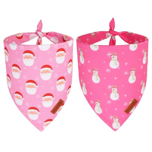 Pink Christmas Dog Bandana (Large / Christmas-2)