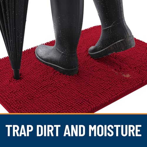 Dog Door Mat for Muddy Paws 54x32 (Red / 54" X 32")