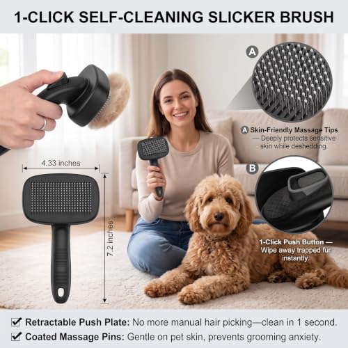5 PCS Cat & Dog Grooming Kit Brush (Black 5pc)