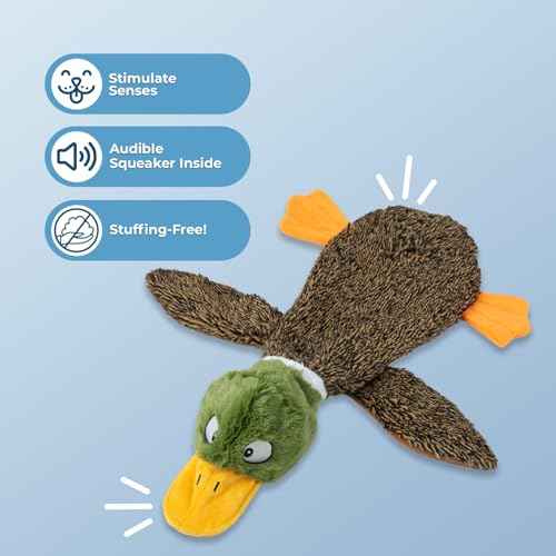 2-in-1 Stuffless Squeaky Dog Toy - Duck&Alligator, Medium (Multicolor/Alligator & Wild Duck / Medium)