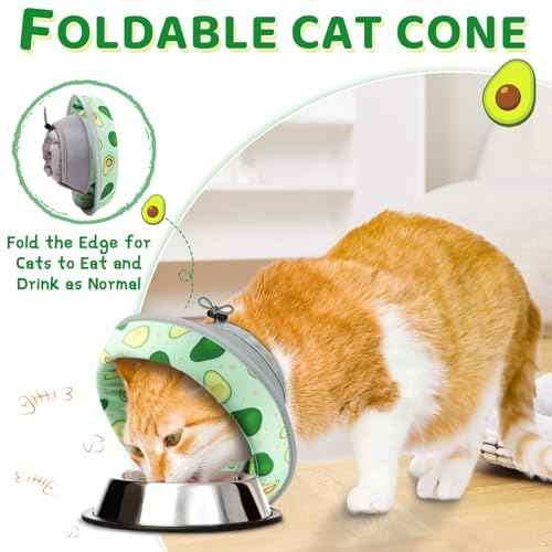 Cat Cone Collar Soft to Stop Licking (Avocado Green / L)