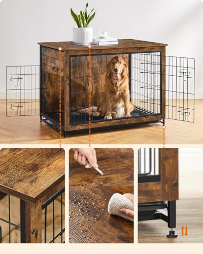 44.1" Dog Crate Furniture (Rustic Brown / 44.1"L x 29.5"W x 32.3"H)