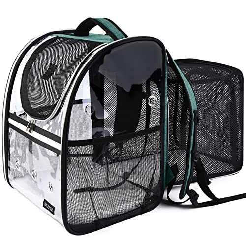 Expandable Pet Carrier Backpack (Transparent Green / 20.0"L x 12.0"W x 15.5"H)