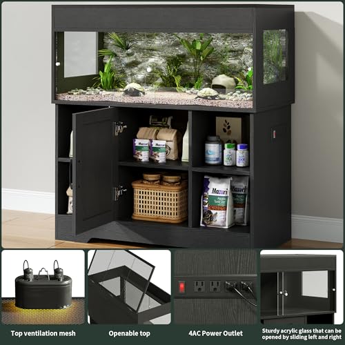40 Gallon Reptile Terrarium Tank with Cabinet (40 Gallon / Black)