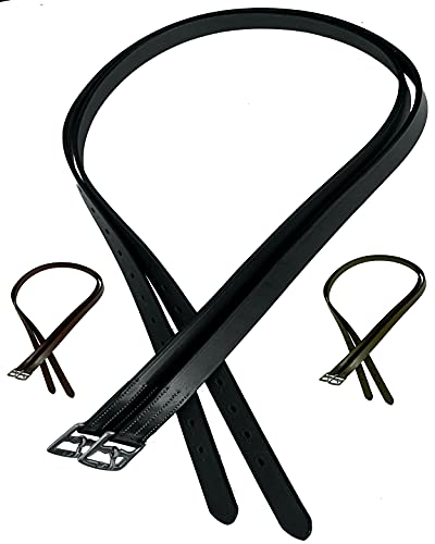 Genuine Leather English Stirrup Leathers (54 us / Black)