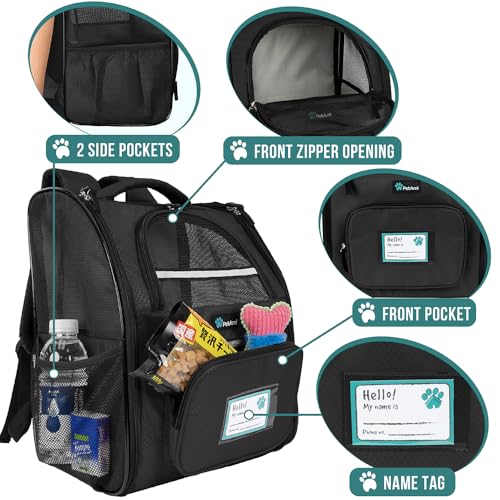 Dog Backpack Carrier Airline Approved Cat Pet Puppy Bag (Black)