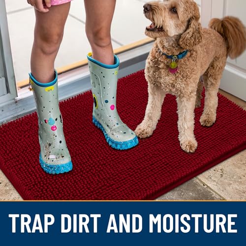Dog Door Mat for Muddy Paws 30x20 (Red / 30"X20")